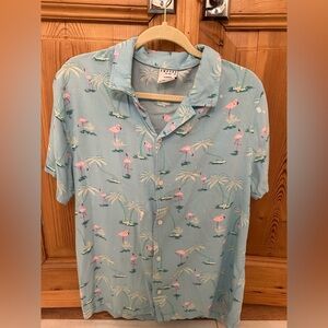 Empyre Light Blue Flamingo Print Shirt